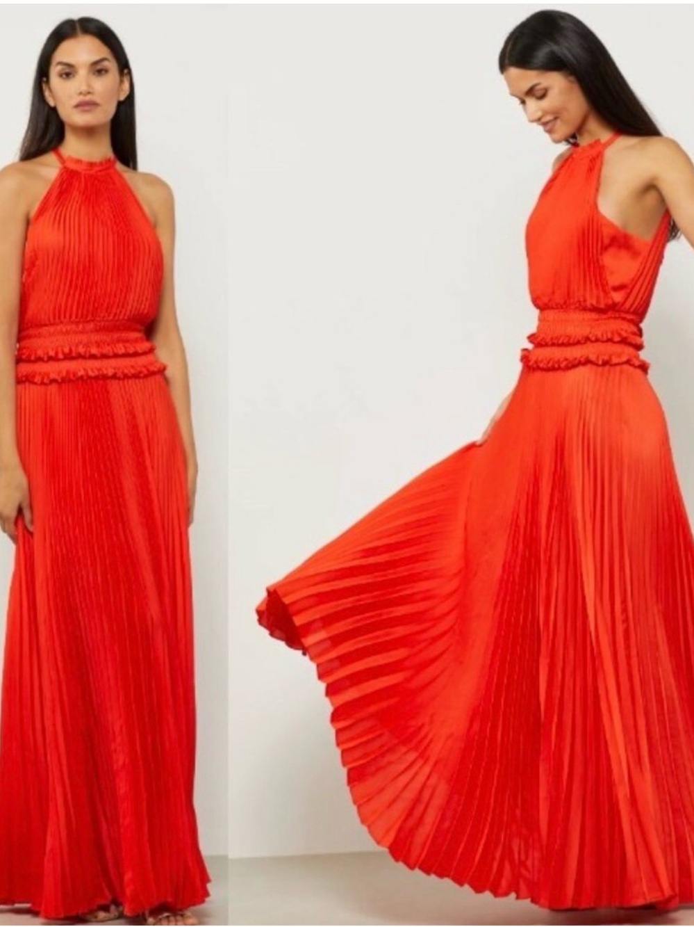 BCBGMAXAZRIA satin halter gown